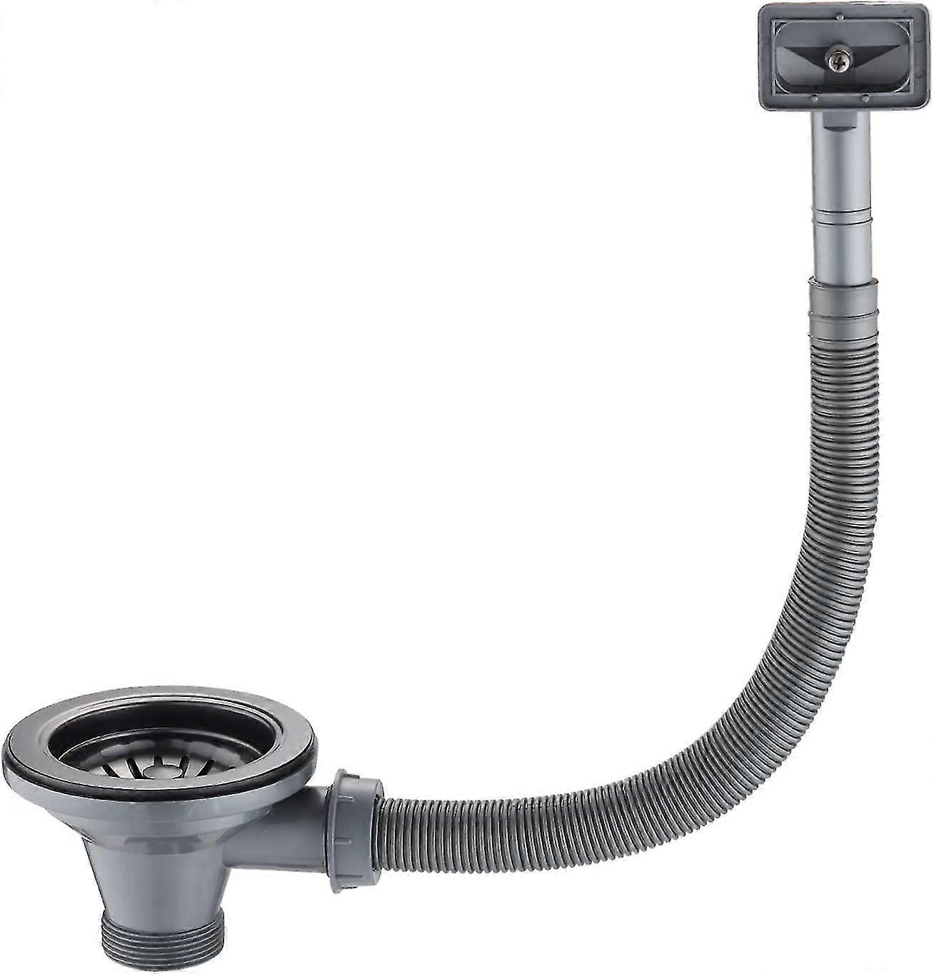 114mm Kitchen Sink Trash Accessories Basket Strainer Trash And Rectangular Overflow, Stainless Steel Sink Trash Kit