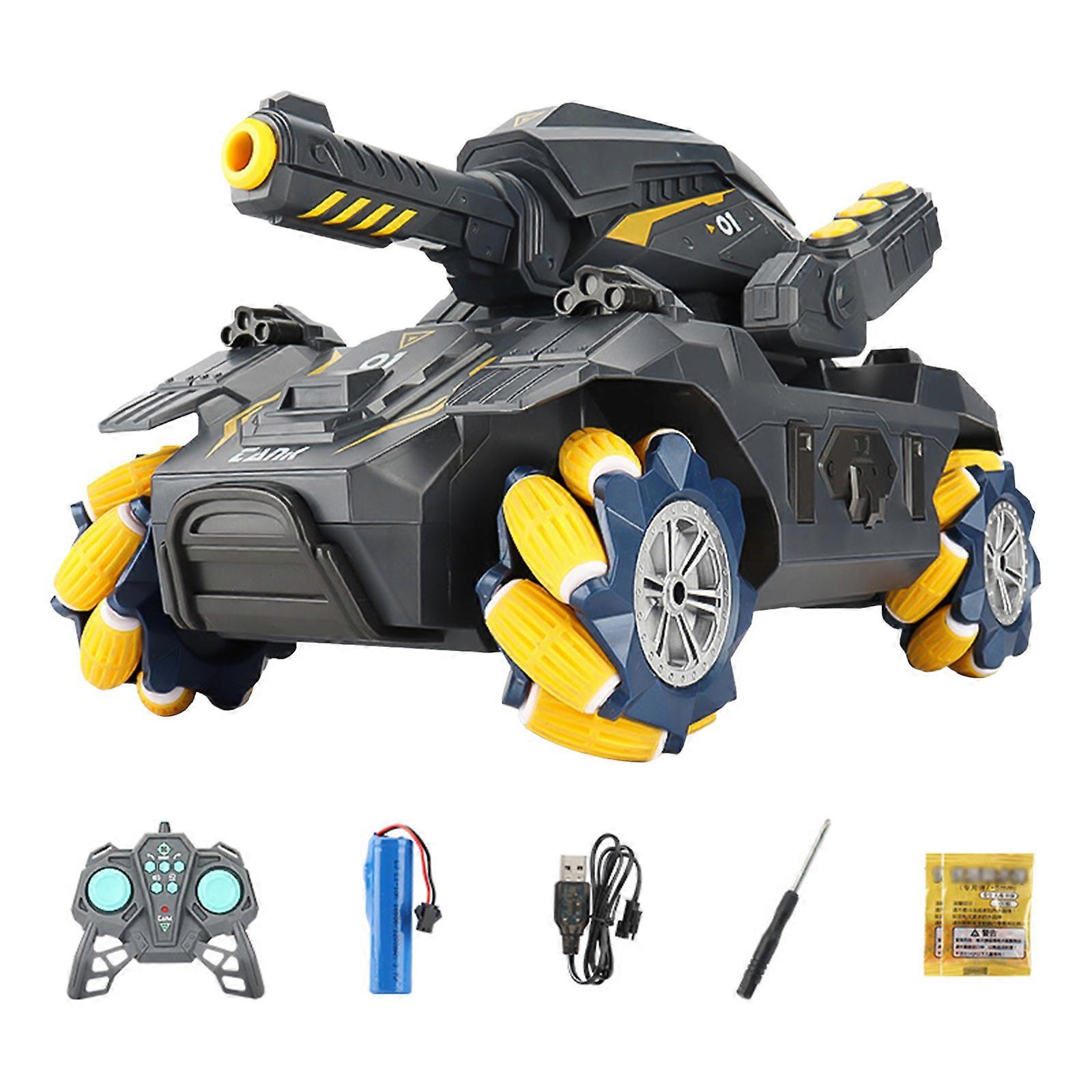 RC Tank Car Jouets Véhicule Blindé Bombe À Eau Batterie Rechargeable Vert Jaune En Plastique