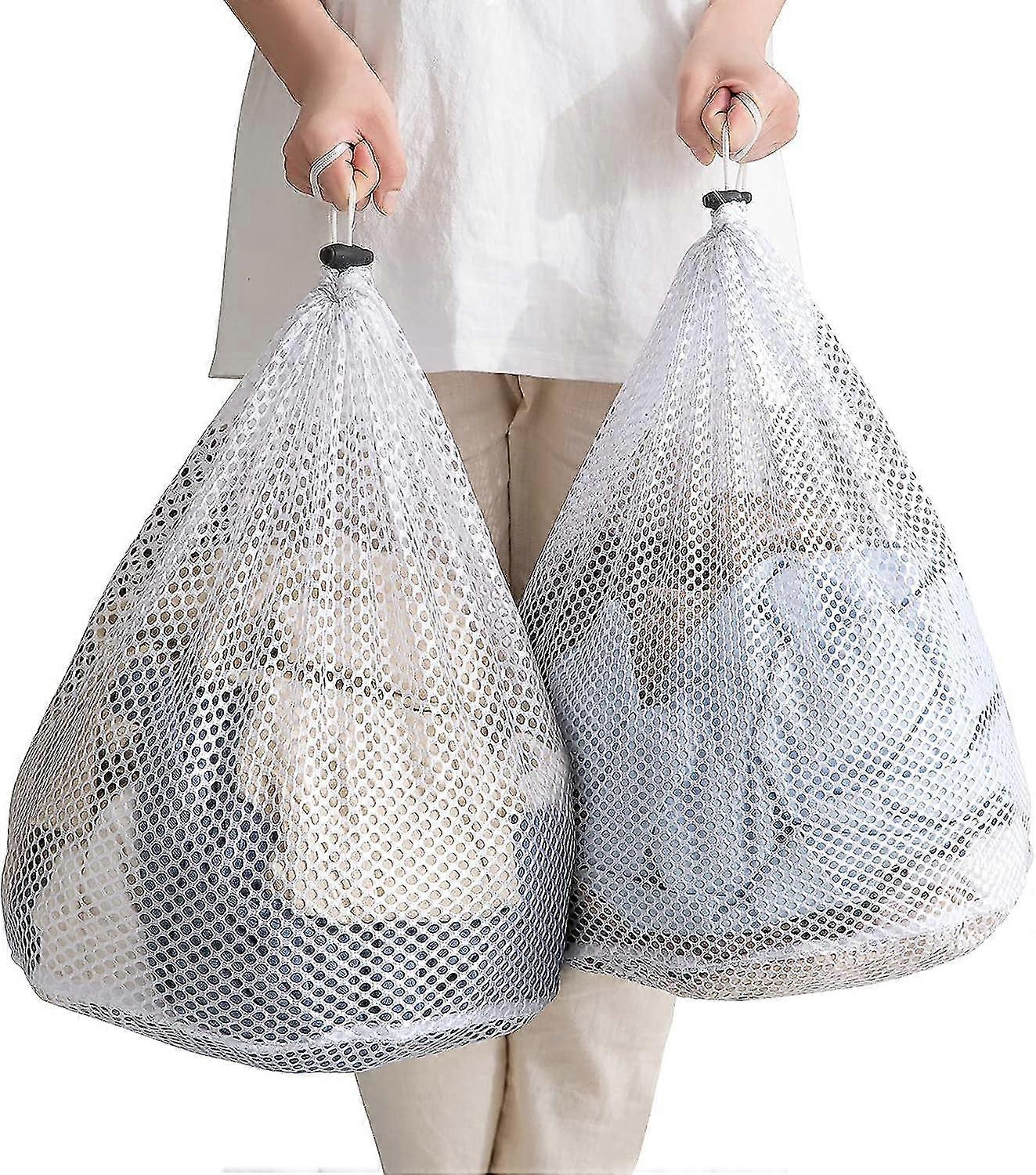 Extra Large Mesh Laundry Bag With Drawstring, Machine Washable For Travel YGWL