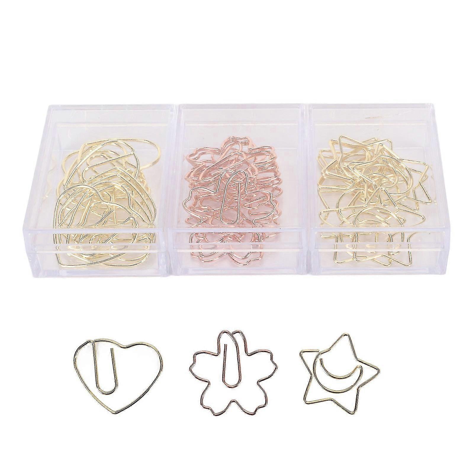 Heart Sakura Star Shaped Paper Clips - 30pcs for Office, School, Student File Classification