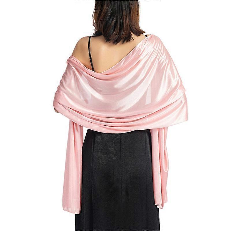 Women's Imitation Silk Sheer Scarf Cape Solid Color Long Shawl Wrap for Wedding Party