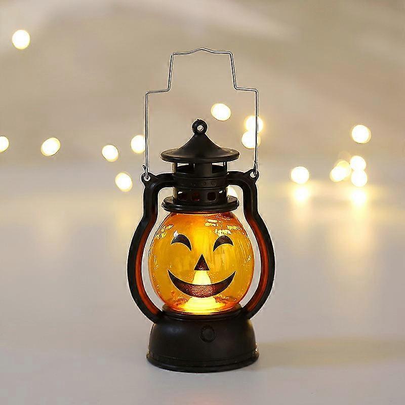 Halloween Oil Lamp Pumpkin Skull LED Portable Pumpkin Skull Pony Lantern Bar Party Atmosphere Props Not Include Battery