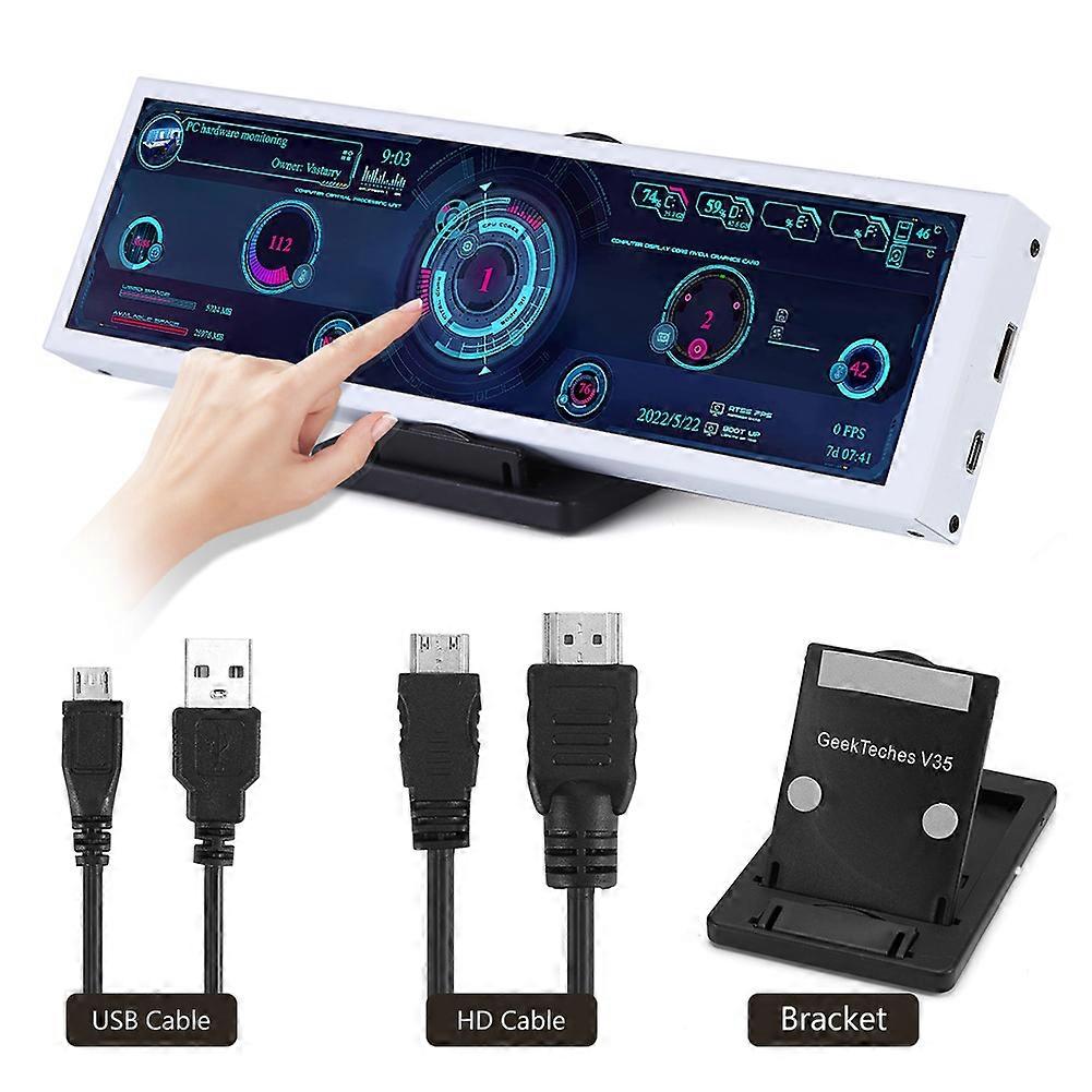 480X1920 Long Strip LCD HDMI-compatible USB Port Sub Display with Bracket CPU GPU SSD Information for Windows Linux Raspberry Pi