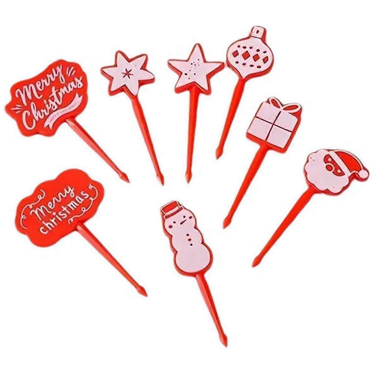 Christmas Themed Fruit Picks, Fruit Food Fork Picks Set, Mini Toothpick Forks, Reusable Lunch Box T