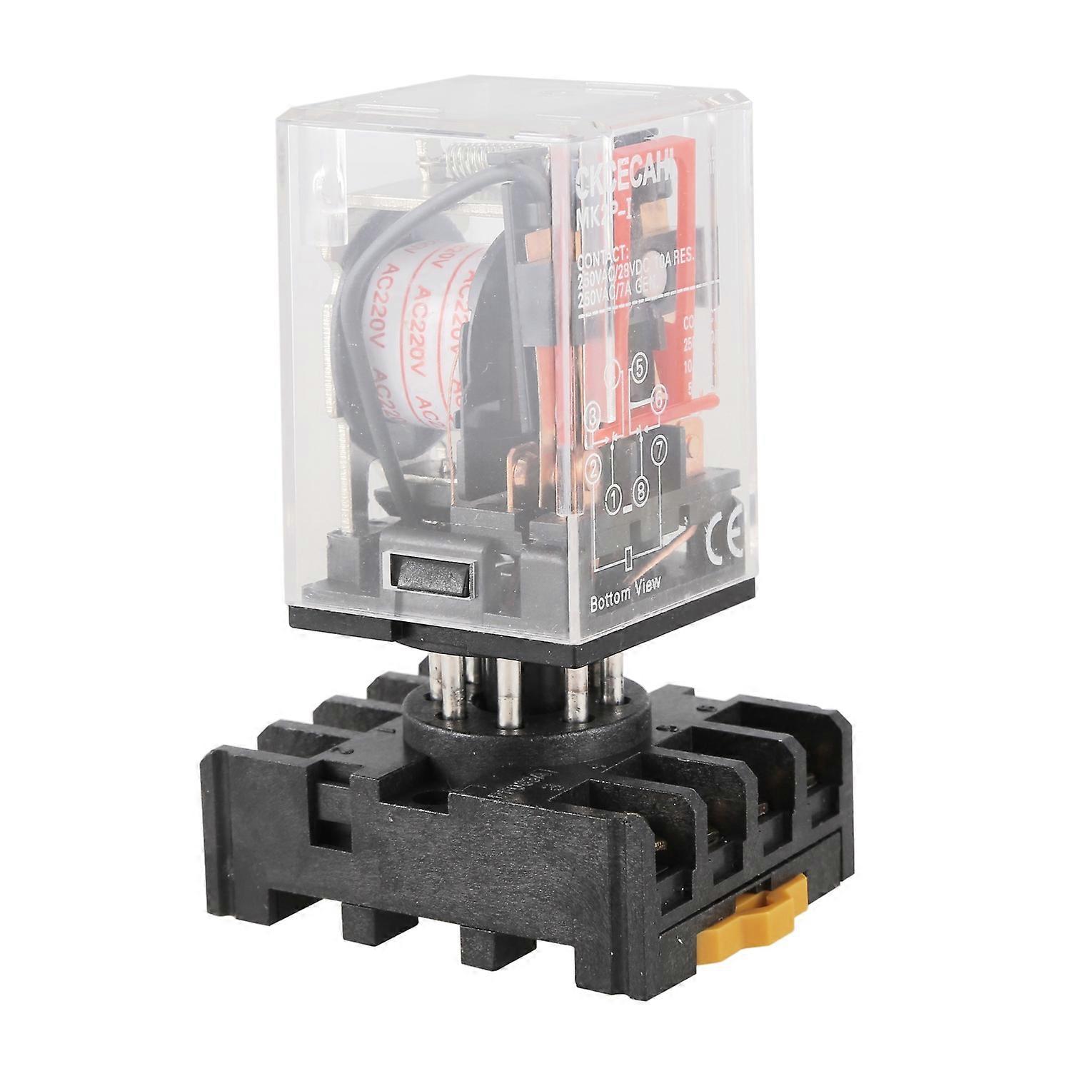 MK2P-I Clear Shell DPDT AC220V Coil Relay Socket