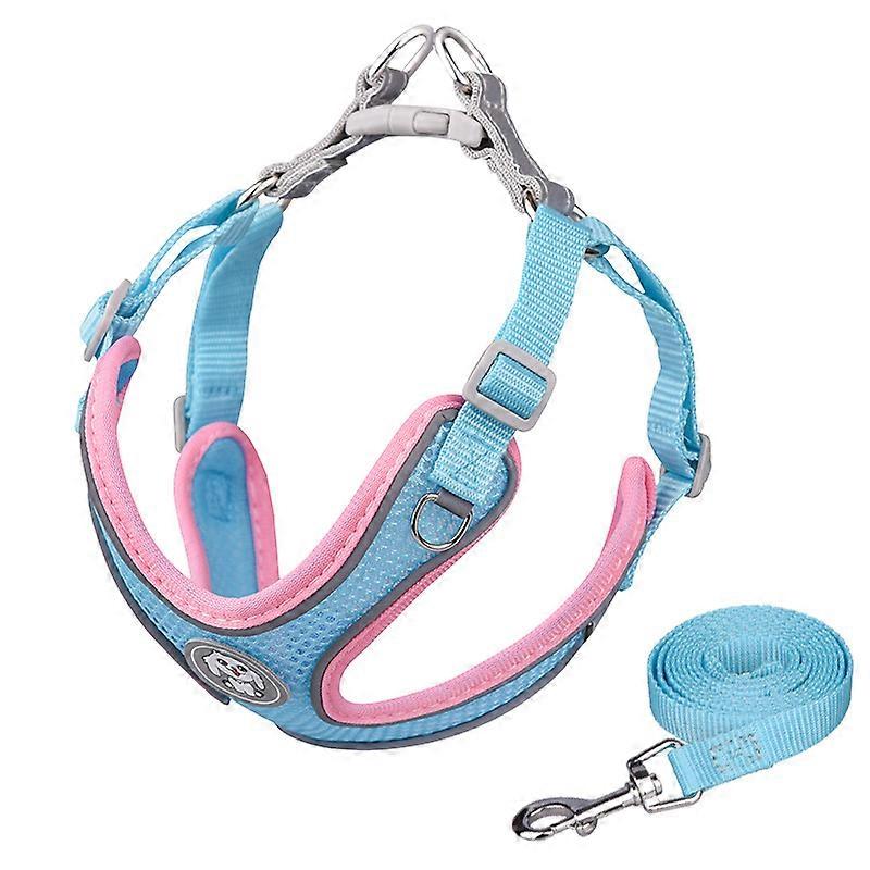 Breathable Dog Harness and Leash Set, Adjustable Reflective No Pull Dog Harness with Thickened Padded Vest, for Small Medium Dogs Cats