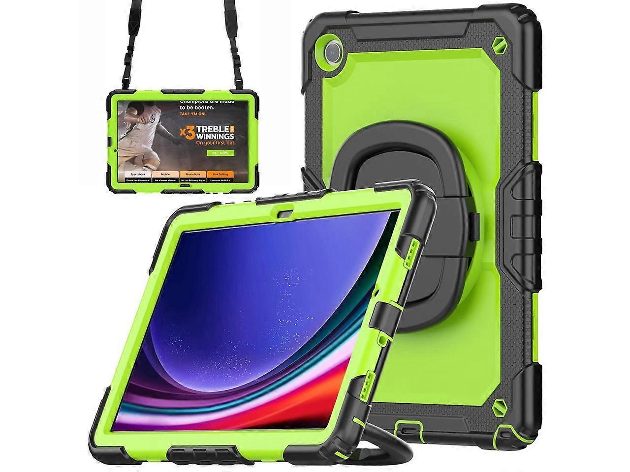 Case for Samsung Galaxy Tab A9 Plus 11 inch 2023 SM-X210/X216/X218, Shockproof Protective Cover with Screen Protector, Rotating Stand, Hand/Shoulder S