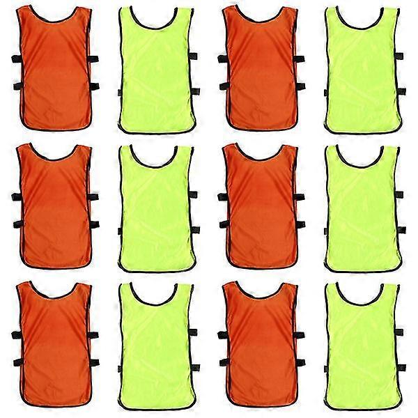12pcs Kids Football Training Vests Team Practice Vests Outdoor Sleeveless Vests With Elastic Straps