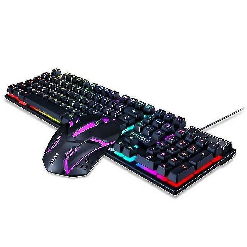 Gaming RGB LED Backlit Wired Mechanical Keyboard + Mouse Sets for PC Laptop