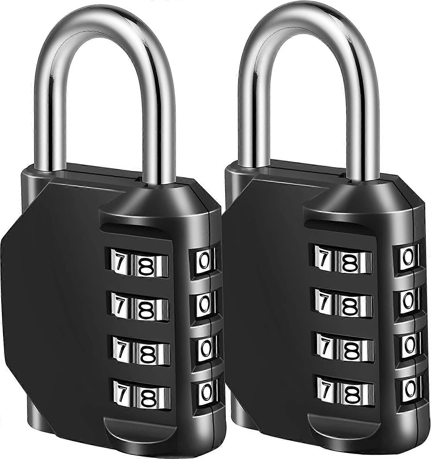 Combination Lock, 4 Digit Combination Padlock for School Gym Sports Locker, Fence, Toolbox, Case, Hasp Cabinet Storage (2 Pack, Black)