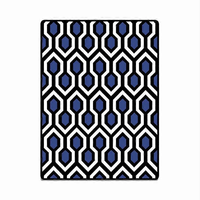 Geometric Blue Diamond Lattice Pattern Rugs Customized Crystal Velvet Living Room Decor Carpets Mechanical Wash Mat