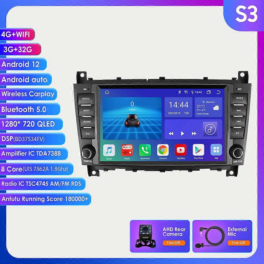 Carplay Android Car Multimedia for Mercedes Benz W203 C 2004 - 2007 CLC 2008-2010 Autoradio Player Audio Stereo GPS Navi SWC RDS