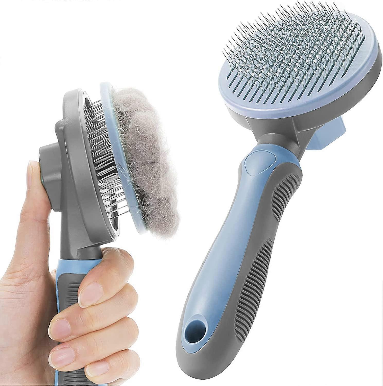 Dog Brush Korthaar,ESYFOR Fur Wonder Brush Hond Kleine Plastic Deshedding Brush Pet Dehairing Kam met Comfort handvat voor honden, katten, konijnen, paarden