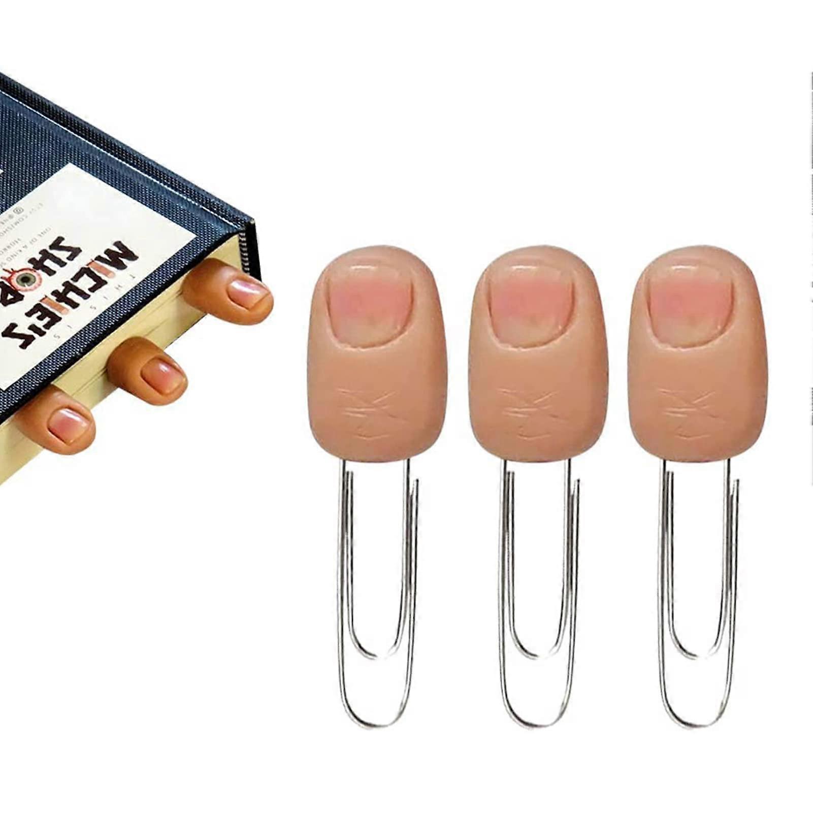 3-pak realistycznych sztucznych spinaczy do papieru, strasznych zakładek na palec, zabawnej dekoracji dla przyjaciół i rodziny, zabawnego prezentu z zakładkami 3D -GSLA