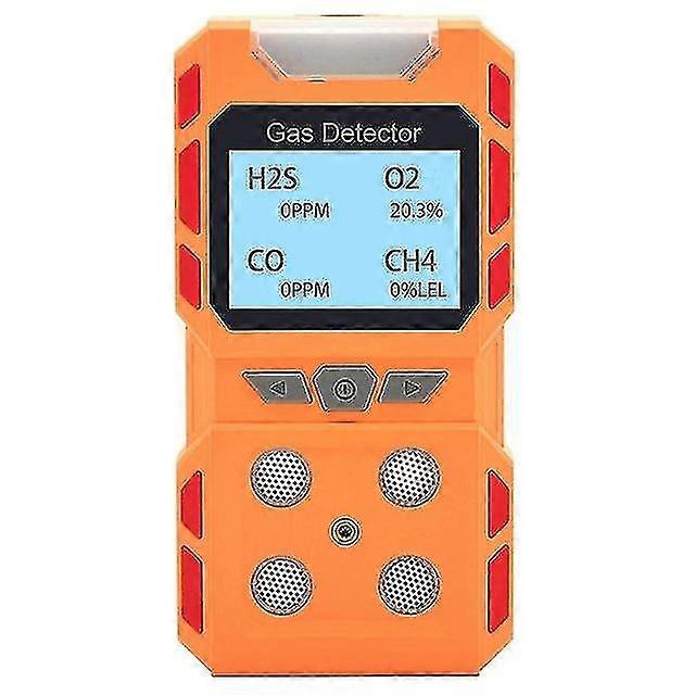 Portable 4 Gas Detector, Sound Light Vibration Rechargeable Lcd Screen