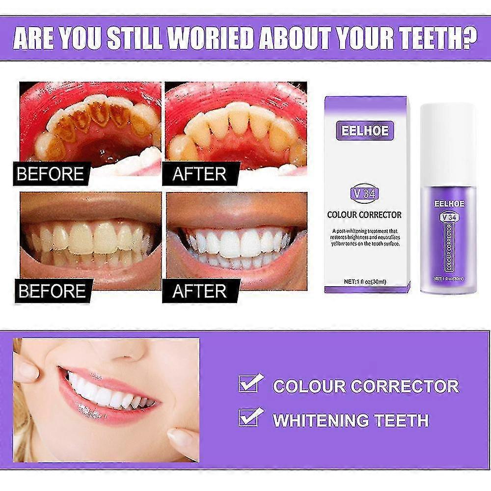 Teeth Colour Corrector Herbal Teeth Whitening Toothpaste Pump Type Whitener