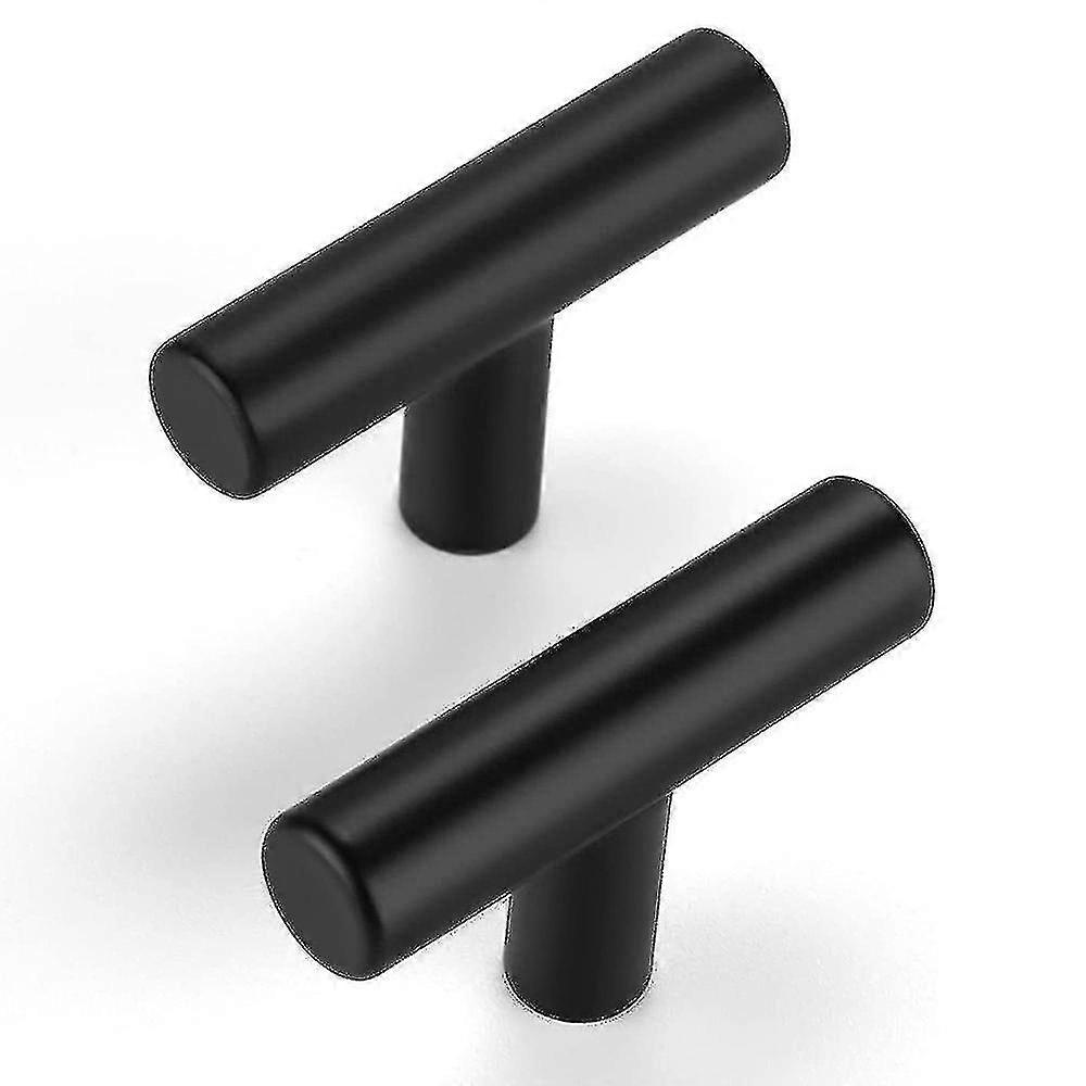 Pack of metal cabinet handles in matt black, cabinet and drawer handle knobs, single hole T-knob S20240603