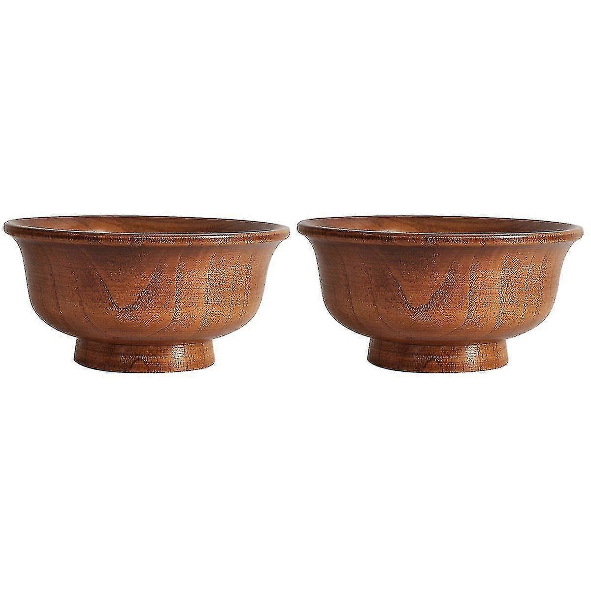 2 Pcs Delicate Wooden Bowl Milk Tea Bowl Wooden Bowl Food Container Tableware