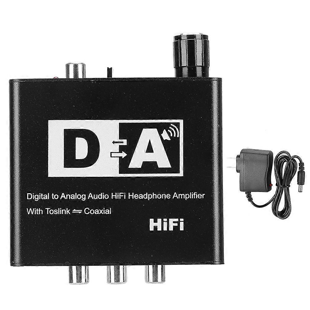 Optical Fiber Coaxial Digital To Analog Audio Converter Decoder 3.5mm Output 100?240VBlack US Plug
