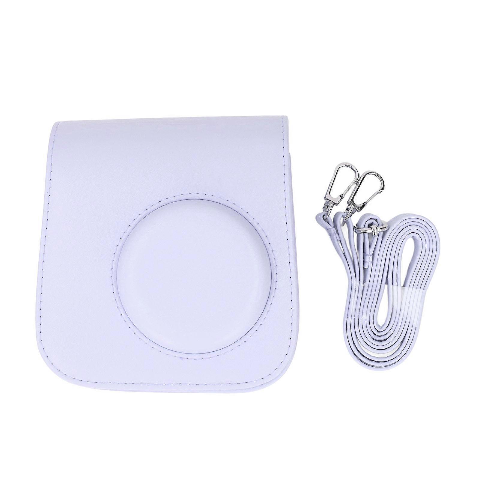 Instant Camera Protective Case with Removable Adjustable Strap Retro Rain Proof Scratch Resistant PU Leather Bag for Mini SE 7 Plus Purple