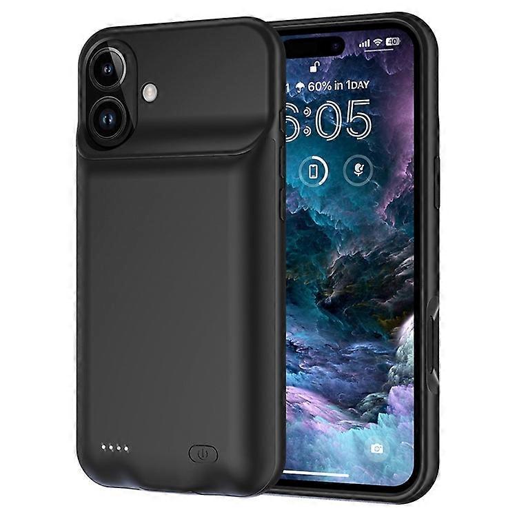 A19 Compatible For iPhone 16 7000mAh Rechargeable Extended Battery Back Cover Soft TPU Edge ABS Charging Case
