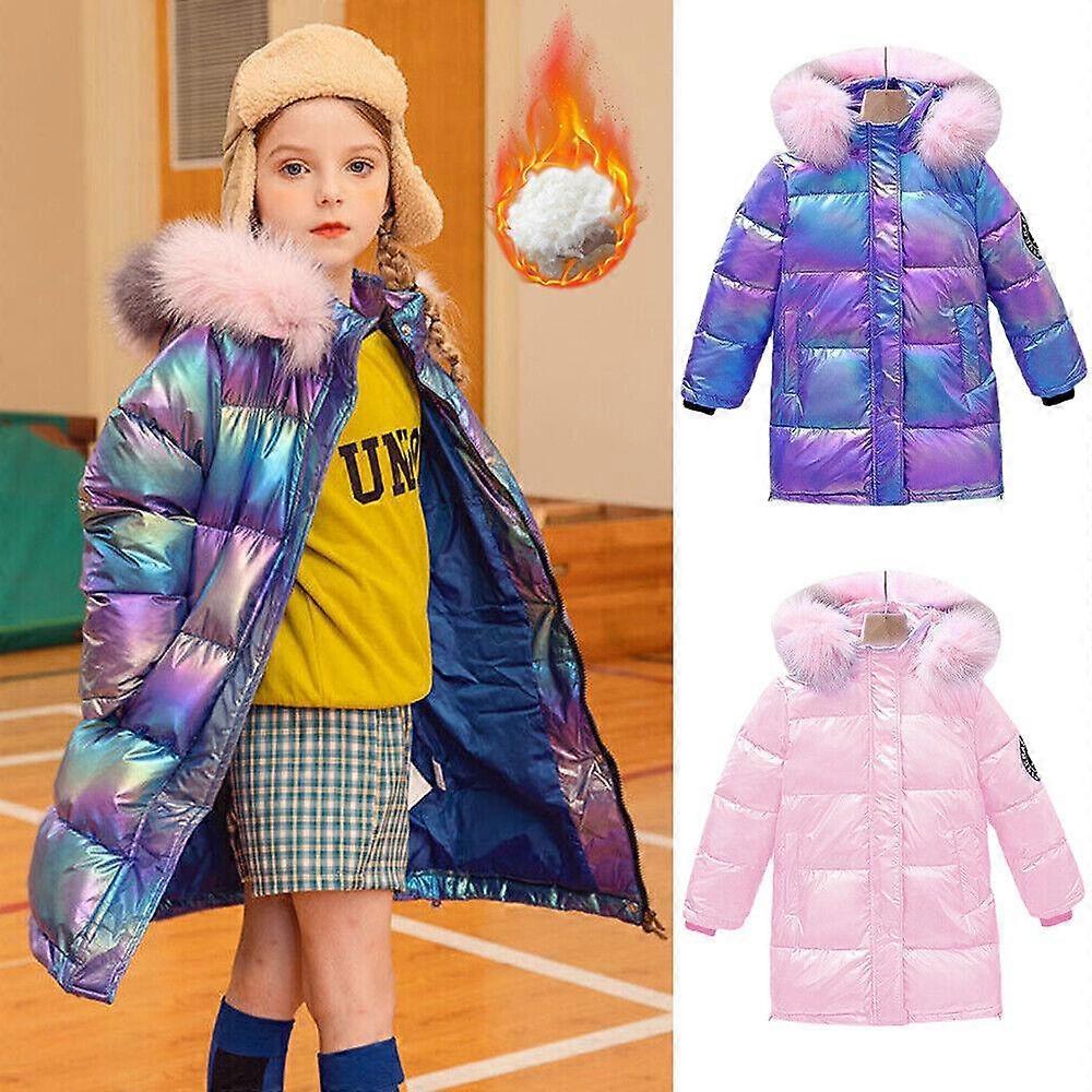 Flickor Pojkar Fodrad Vadderad Vinter Parkas Kappa Fuskpäls Huva Jacka Ålder 5-12 Skola