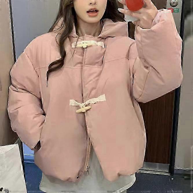 Women's 2024 Winter Short Padded Jacket - Oversize Horn Button