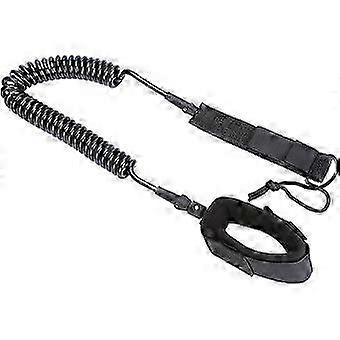Surfing Coiled Leash for Stand Up Paddle Board and SurfboardBlack 5.5 mm 7 ft. - Safety Rope for Surfboards