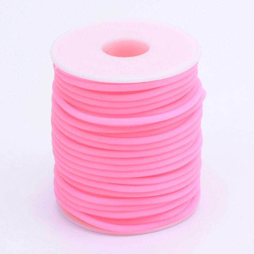 Tuyau creux PVC tubulaire en caoutchouc synthétique enroulé autour de la bobine en plastique blanc rose vif 4mm Trou : 2mm environ 16,4 yards (15m) / rouleau