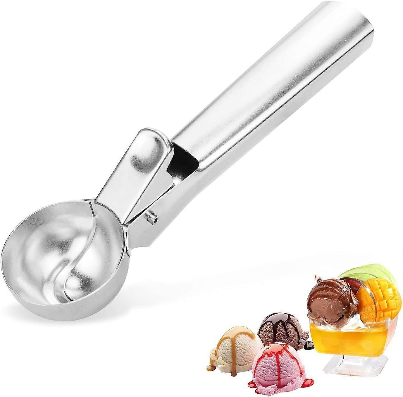 Ice Cream Scoop with Trigger by Plolished Smooth Surface and Premium Stainless Steel, Easy to Release Perfect Ice Cream Balls