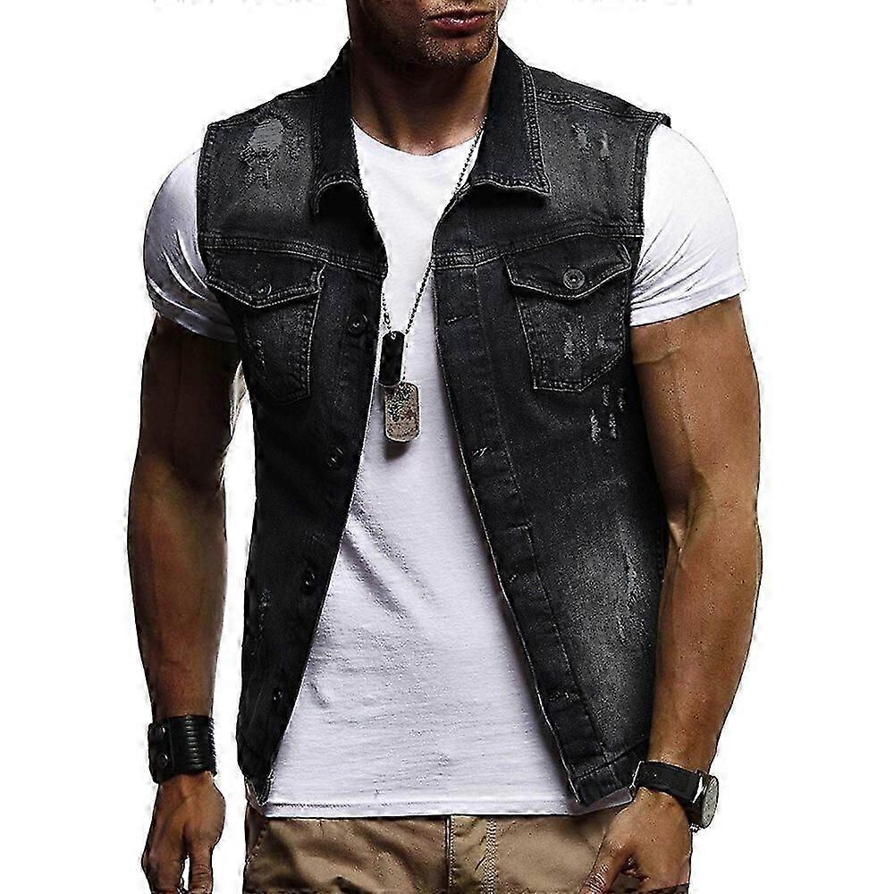 Τζιν Γιλέκο Ανδρικό Πέτο Αμάνικο Slim Fit Casual Τζιν Γιλέκο