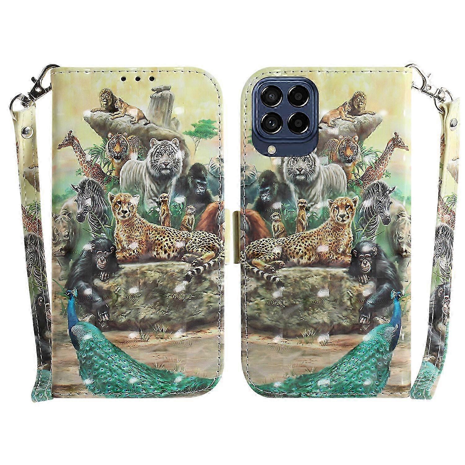 Compatible with Samsung Galaxy M33 5G 3D Print Full Stylish PU Leather Wallet Bookstyle Magnetic Flip Case with Strap