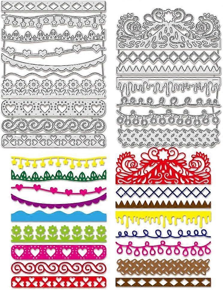 2PCS Various Styles of Borders Carbon Steel Cutting Dies Decorative Pattern Embossing Stencils Template for Making Photo Decorative Paper Scrapbooking