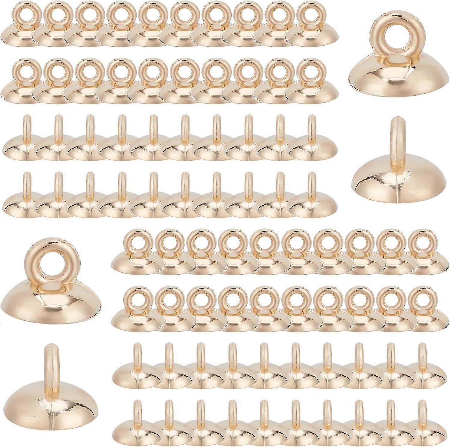 1 Box 200Pcs Bail Cap Silver Bead Cap 10mm Cover Bead Caps with Loop End Cap Clasp Round Dangle Charm Connector for Jewelry Making Necklace Earrings B