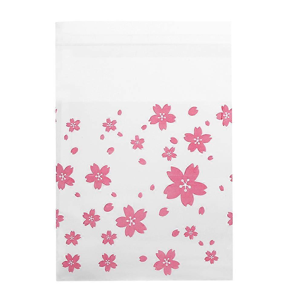 100Pcs/Pack Flower Pattern Wedding Plastic Cookie Biscuit Candy Bag (Oriental Cherry 7 x 7cm )