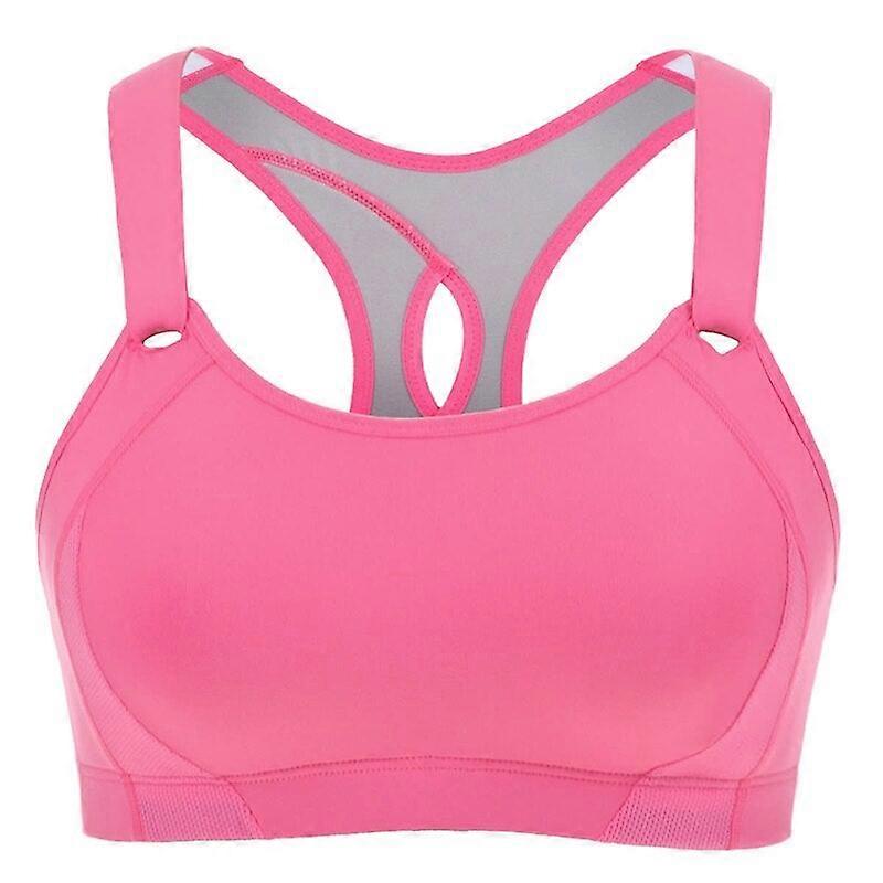 Women's Seamless High Impact Quick Drying Full Coverage Padded Wirefree Racerback Workout Bra Pink / Purple