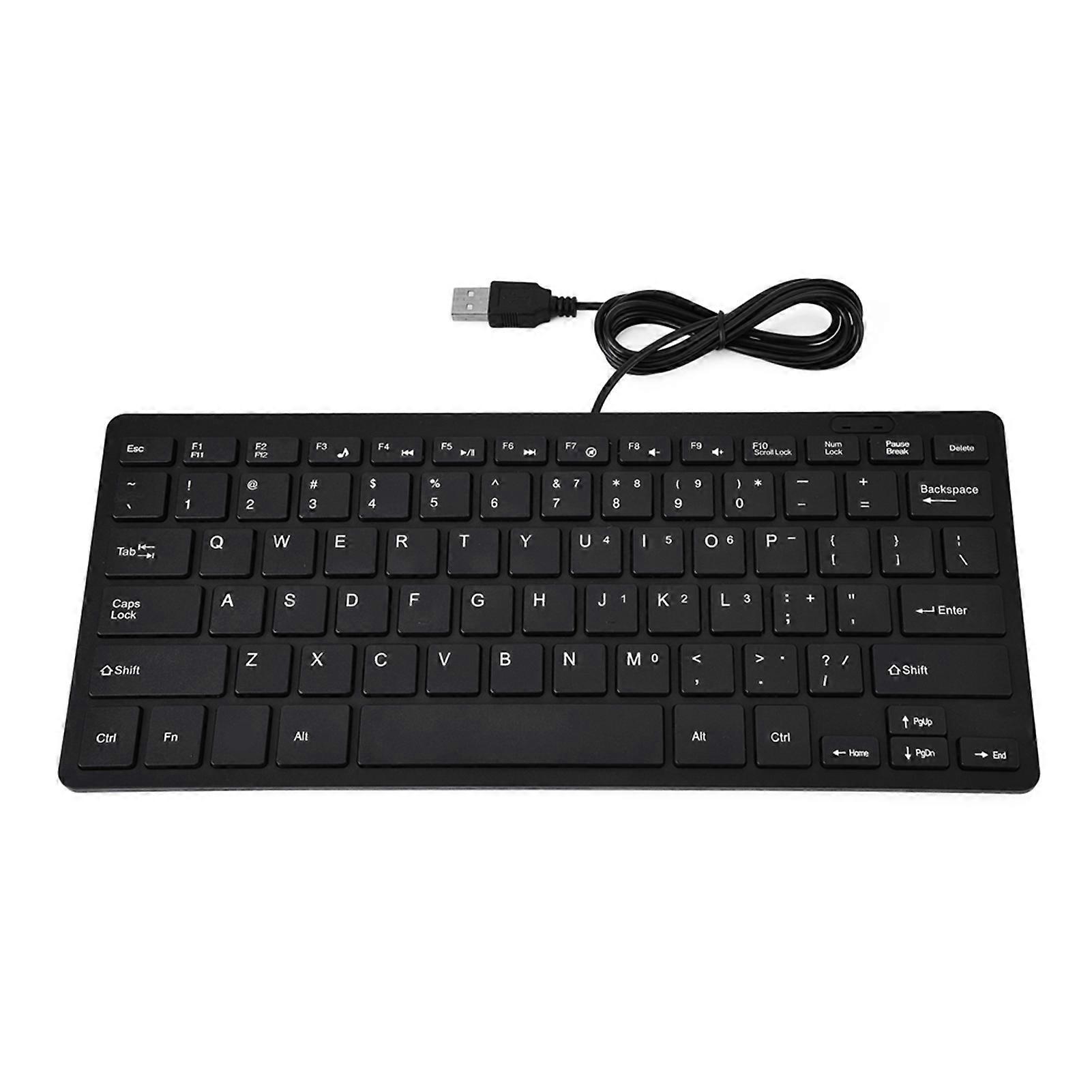 Tastiera cablata mini USB ultra sottile a 78 tasti per computer desktop PC portatile (nero)