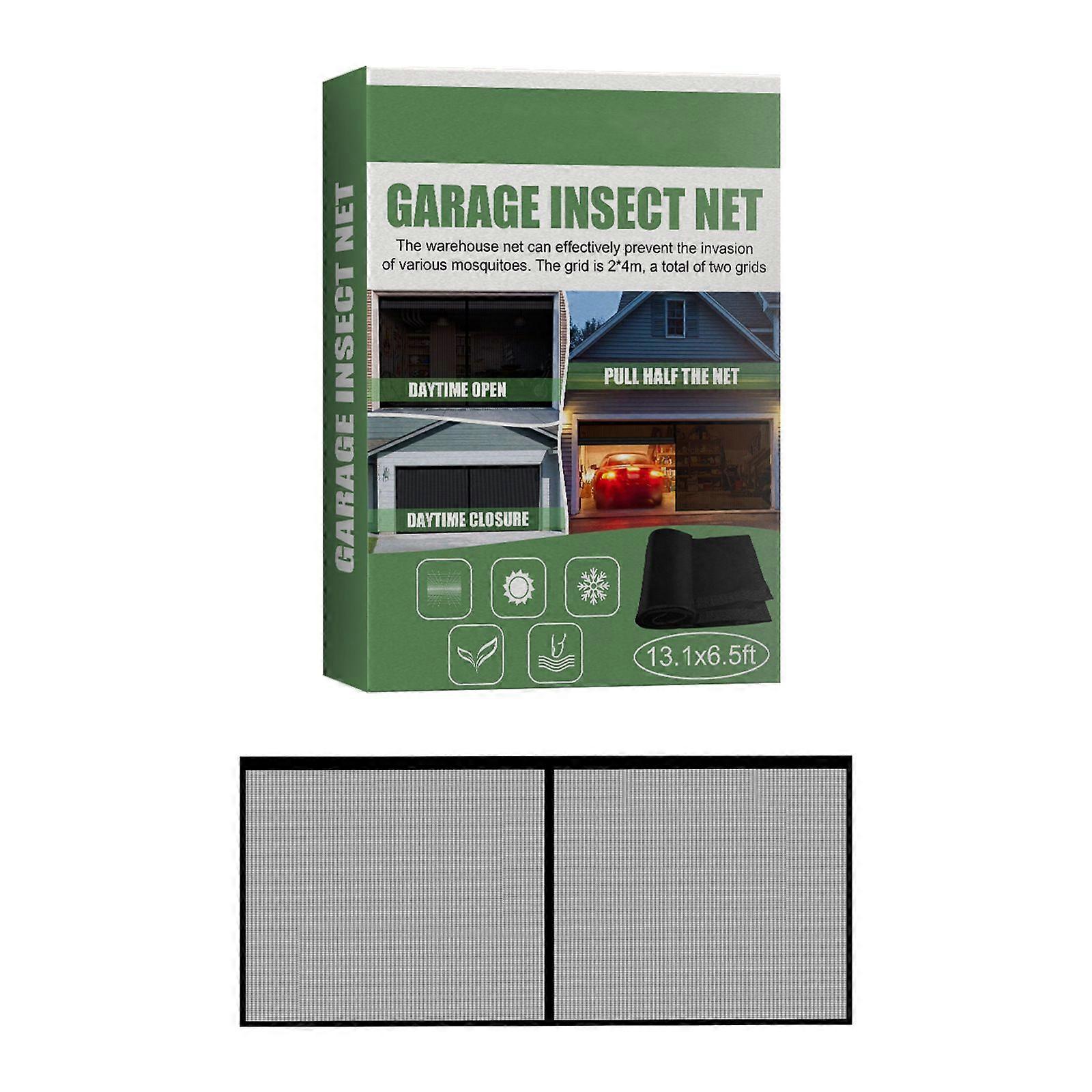 Garage door sunshade, double garage door, reinforced fibreglass mesh curtain, double door grille with full frame hook and loop