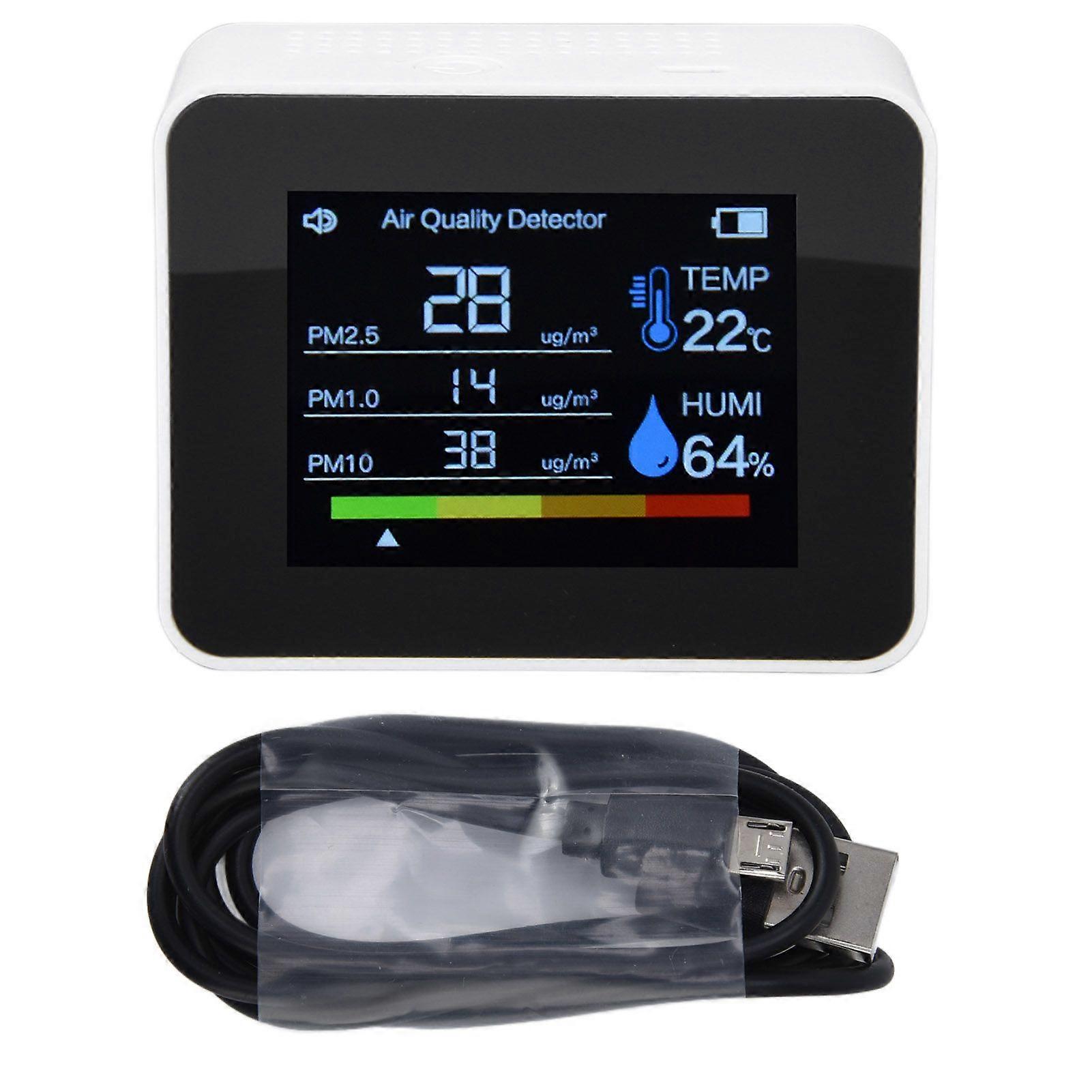Luftqualitätsmonitor 8 in 1 Echtzeit-Farbbildschirm Platzsparender weit verbreiteter CO2-Detektor für TVOC HCHO PM2.5 PM1.0 PM10 Weiß