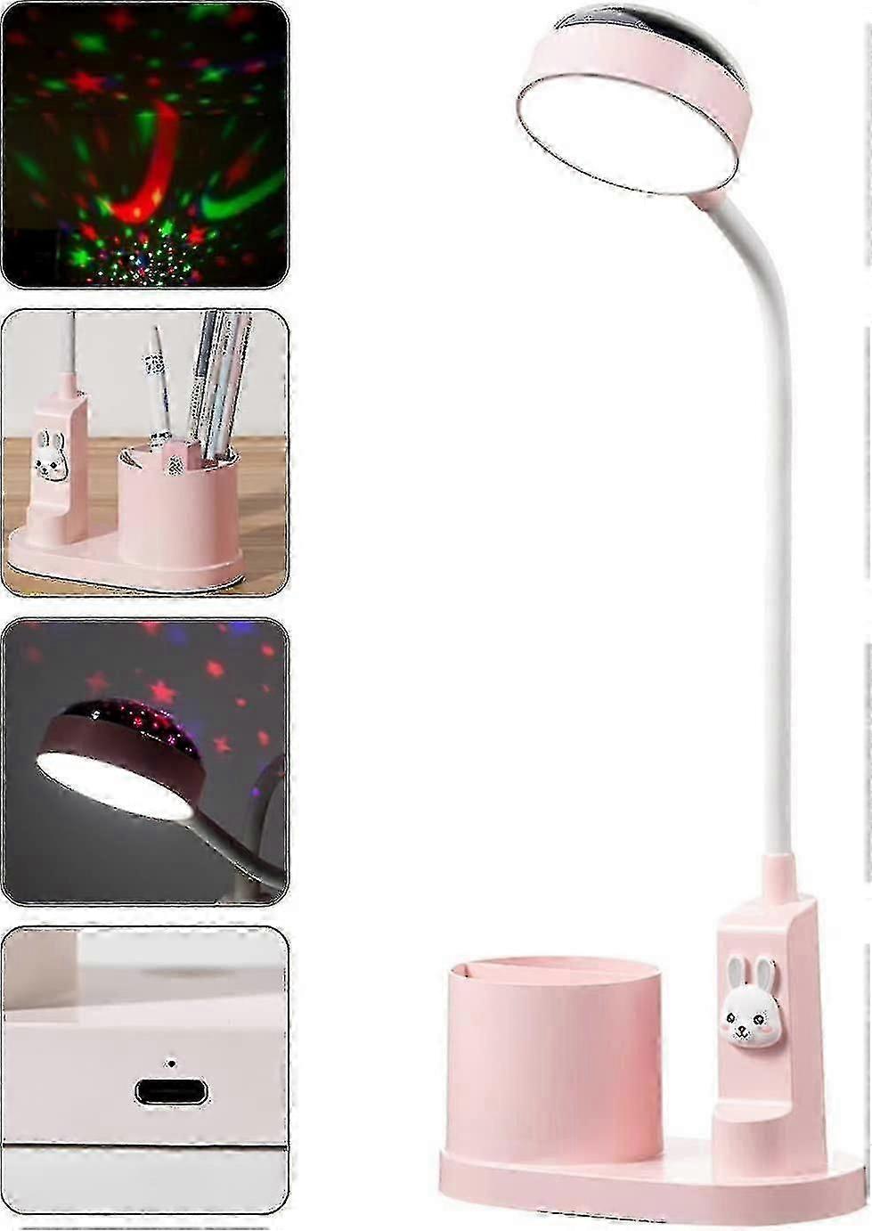 Led Desk Lamp Starry Sky Projector Children, Reading Lamp Table Lamp Dimmable Starry Sky Projector Lamp With Pen Holder