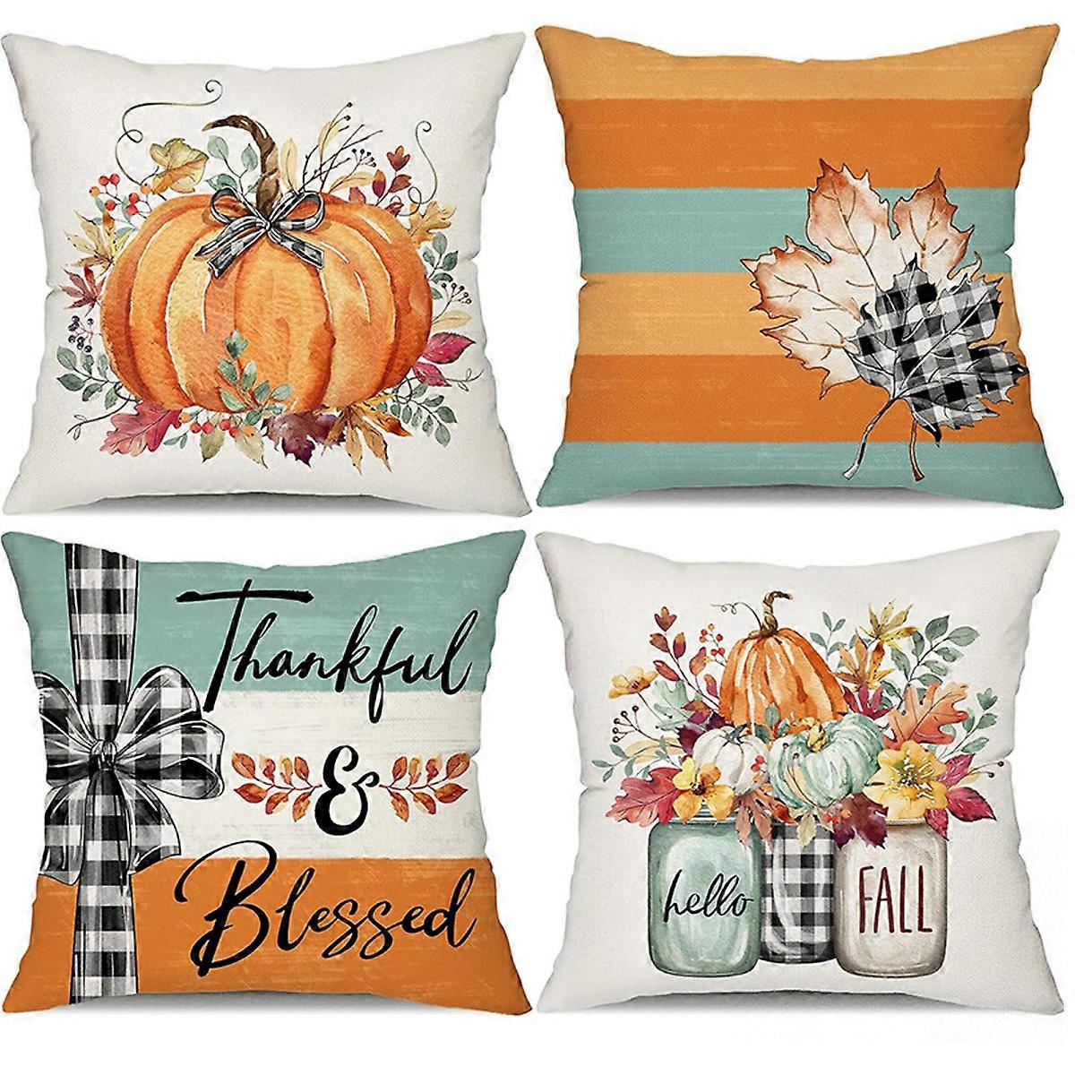 Pillow Covers, Thanksgiving, Pumpkin, Maple Leaf