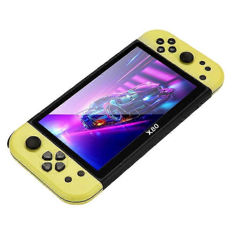 X80 7.0 inch HD Screen Handheld Game Console 20000 Games Video Game Console - Fluorescent Yellow