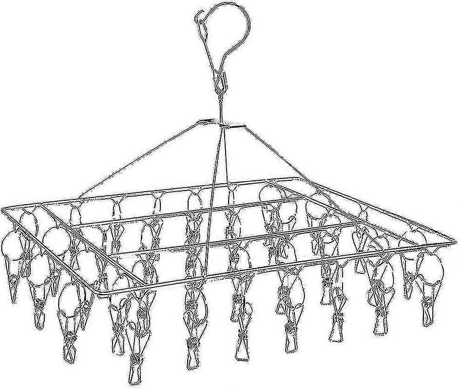 Cabideiro de roupa em aço inox com 36 grampos.