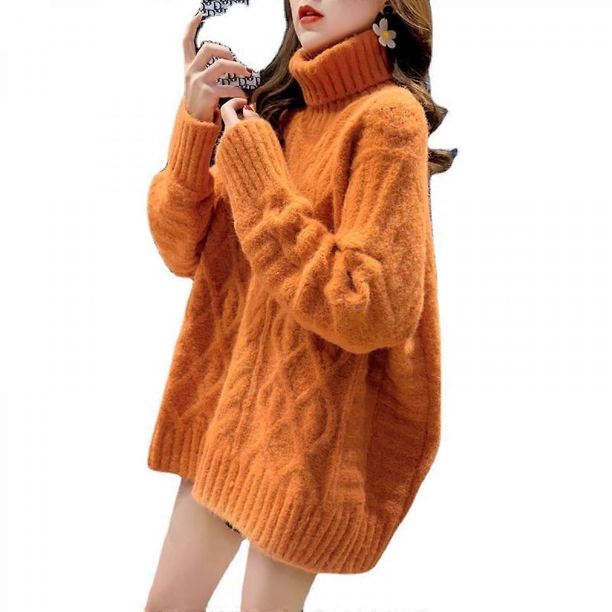 Womens 2022 Winter Fall Solid Turtleneck High Neck Long Sleeve Sweaters Pullover Outerwear