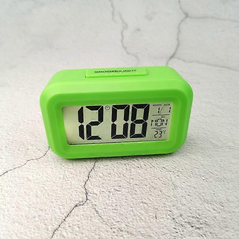 Battery Powered Mini Digital Alarm Clock Temperature Date Week Backlight Snooze Mute Table Clock 12/24H Countdown LCD Clock