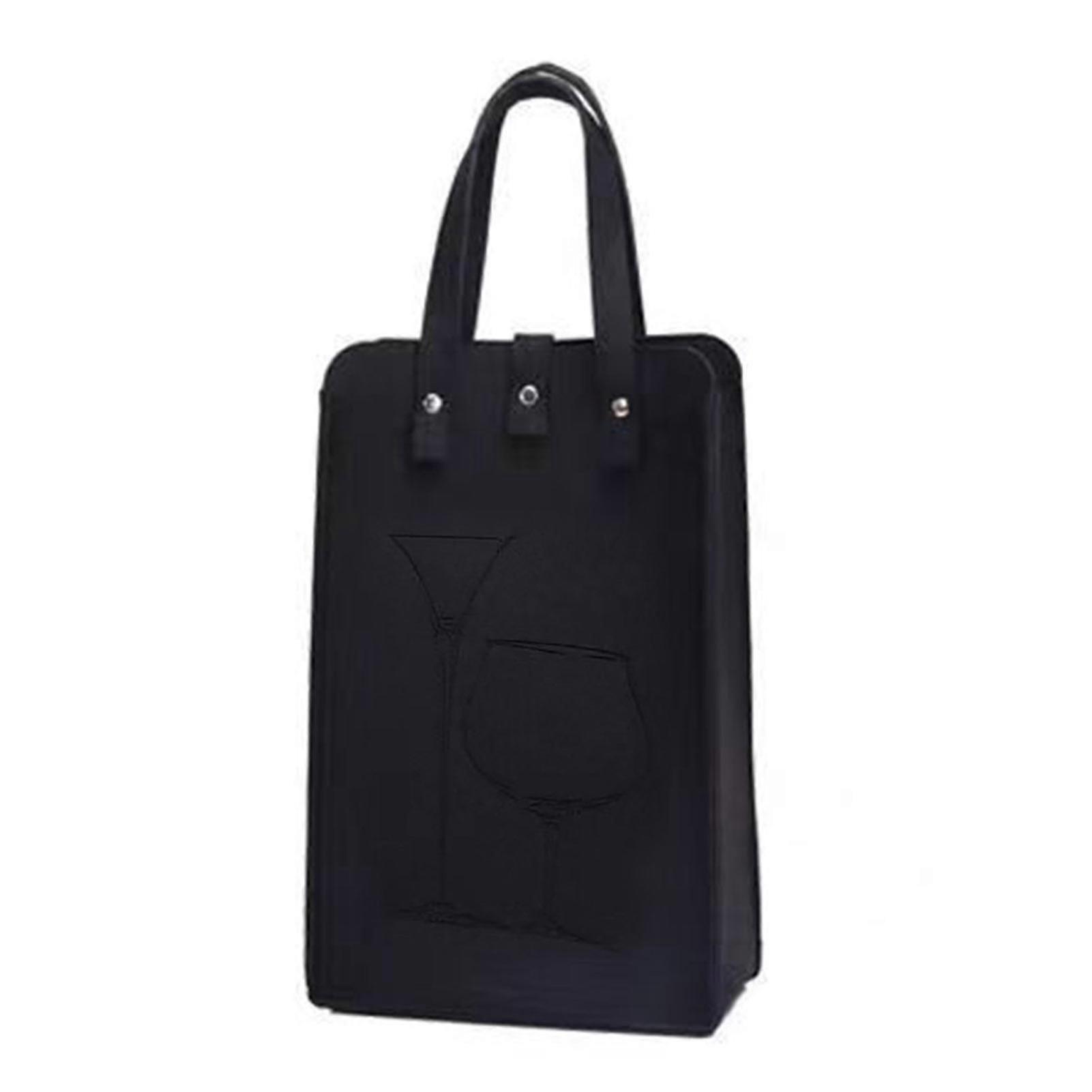 Wine Gift Bag Great Load Bearing Thick Long Handle Reusable Firm Stitching Fall Prevention Double Bottles Holiday