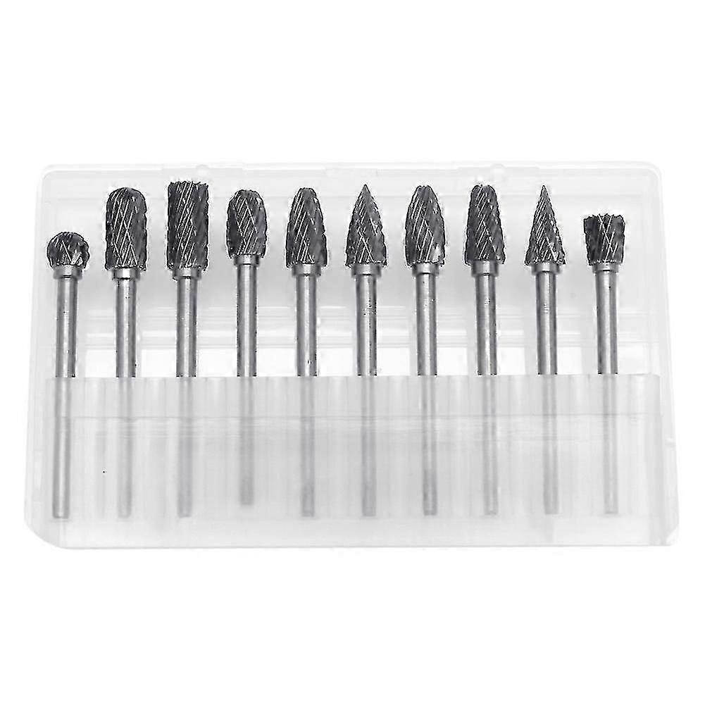 10pc 1/8" 6mm Tungsten Carbide Cutter Rotary Burr Set Cnc Engraving Bit Tool, Happy Hehe Ma
