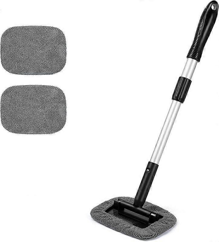 Telescopic Windscreen Cleaner with 2 Microfiber Pads, Extendable Car Cleaning Brush