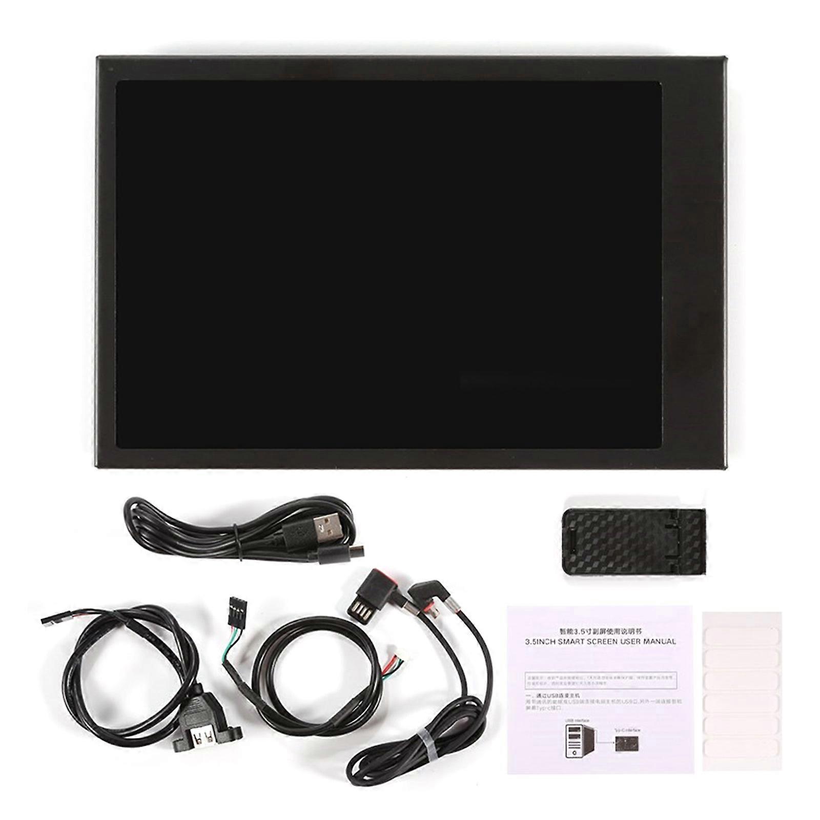3.5Inch TypeC Sub Screen UsbC Small Screen for Computer Monitors AIDA64 for Computer Data and Memory  Black