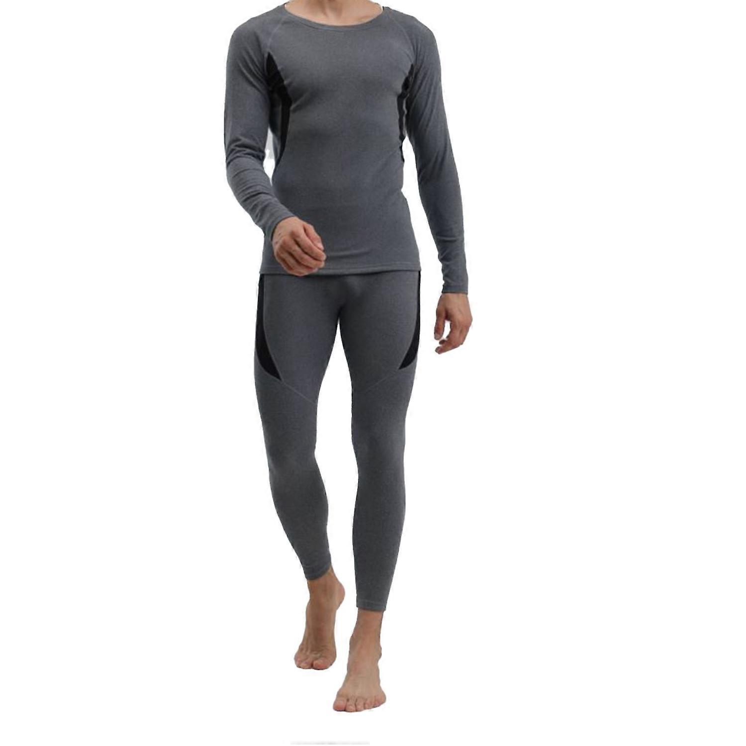 Men Thermal Underwear Set Warm Tight Fitting Men Long Johns Shirts Pants Set for Cold Weather Autumn